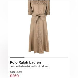 POLO RALPH LAUREN • size 8 •cotton tied-waist midi shirt dress • never worn •$50